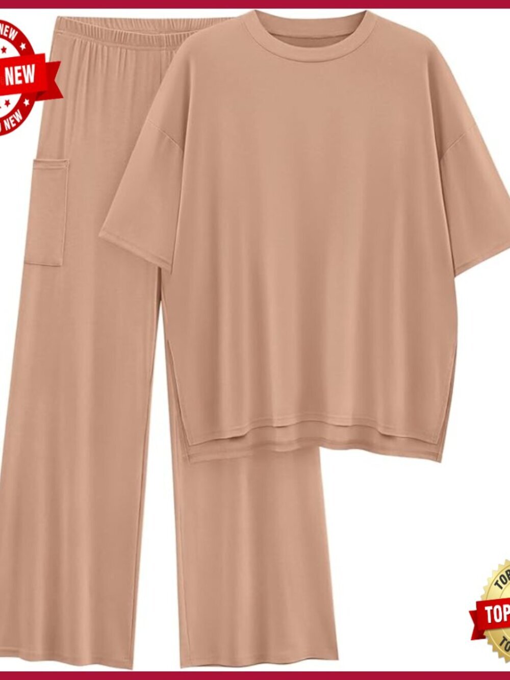 2-Piece Lounge Set with Pockets, Oversized Fit, Lightweight Knit Material